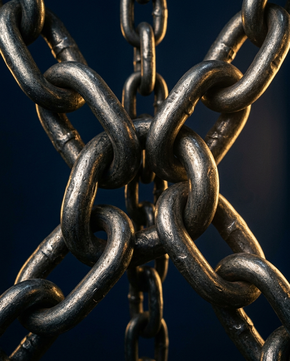 Abstract industrial chains representing strong global links